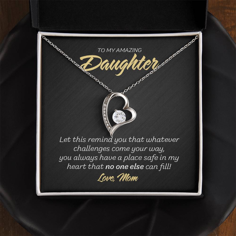 To My Daughter from Mom - Forever Love Necklace - No one else - Marble Black