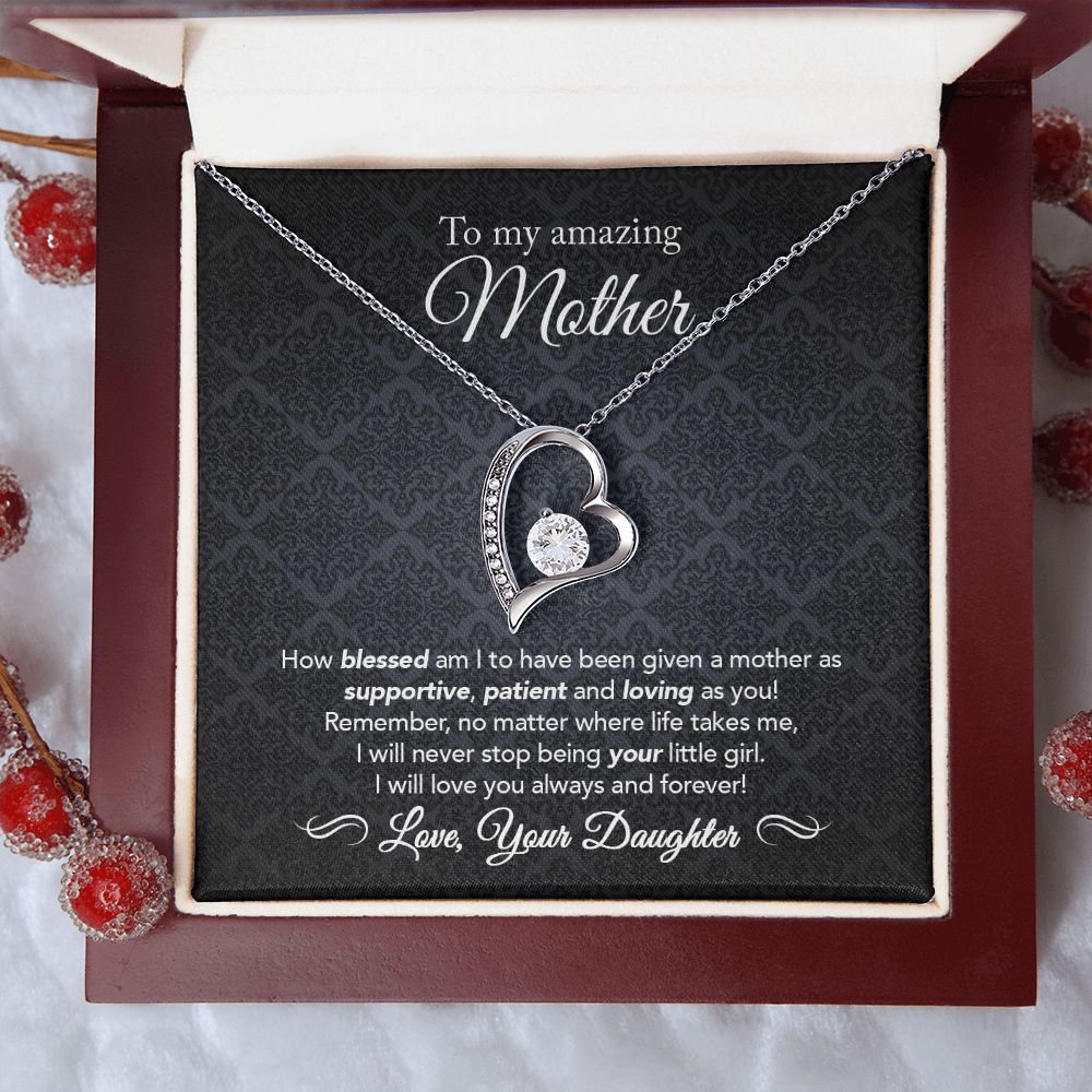 To My Mother Gift Forever Love Necklace Message Card Gift from Daughter to Mom Gift - How Blessed Am I - Midnight Paisley