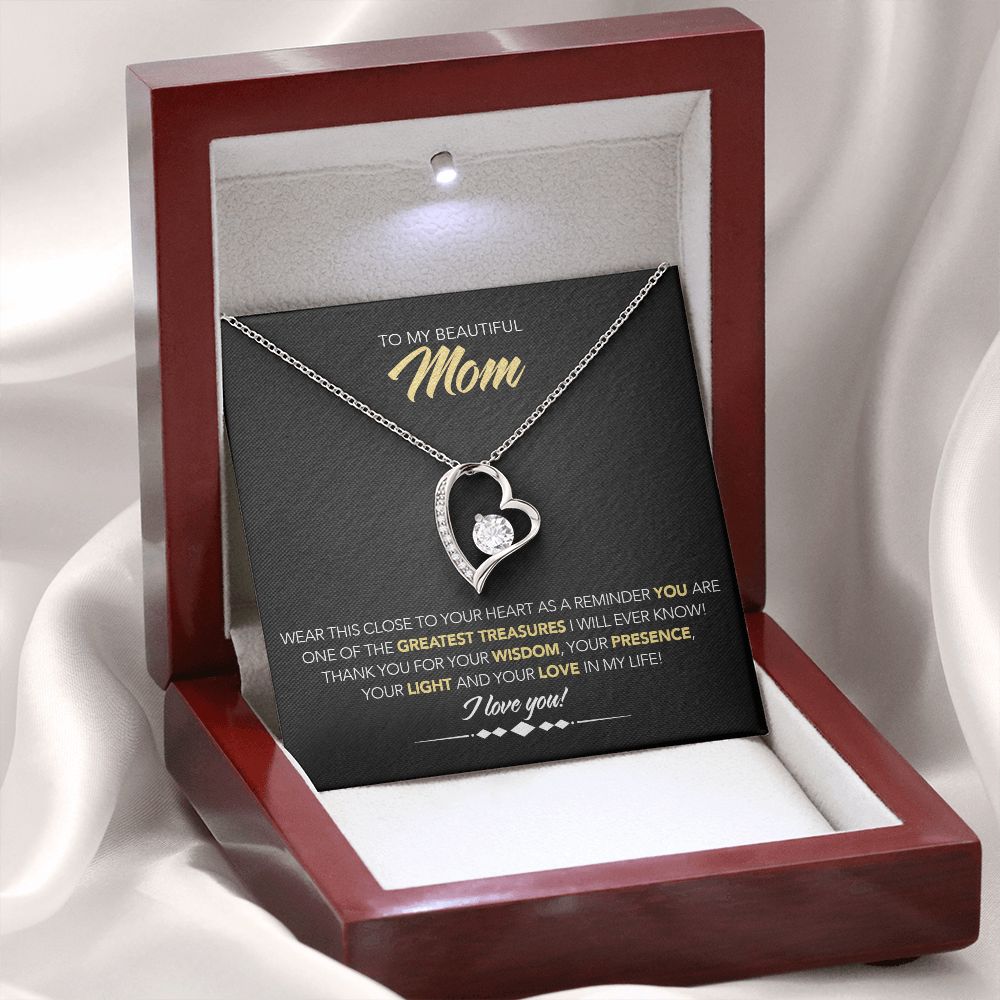 To My Beautiful Mom - Forever Love Necklace - Greatest Treasure - Midnight Marble