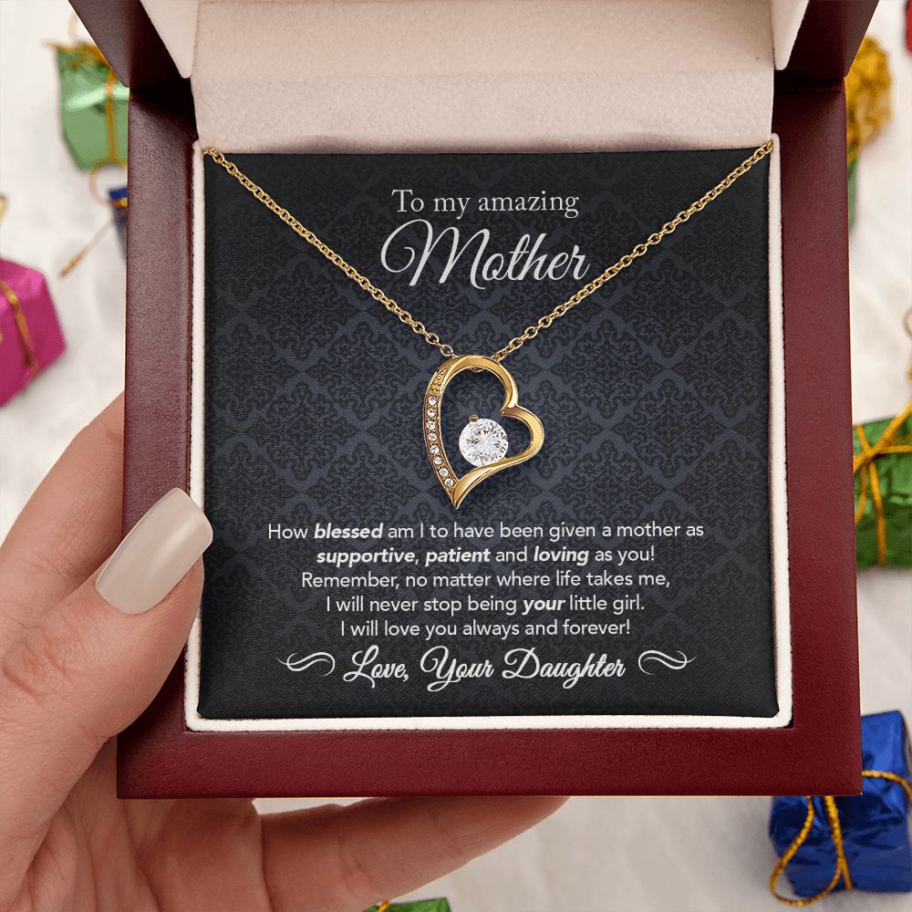 To My Mother Gift Forever Love Necklace Message Card Gift from Daughter to Mom Gift - How Blessed Am I - Midnight Paisley