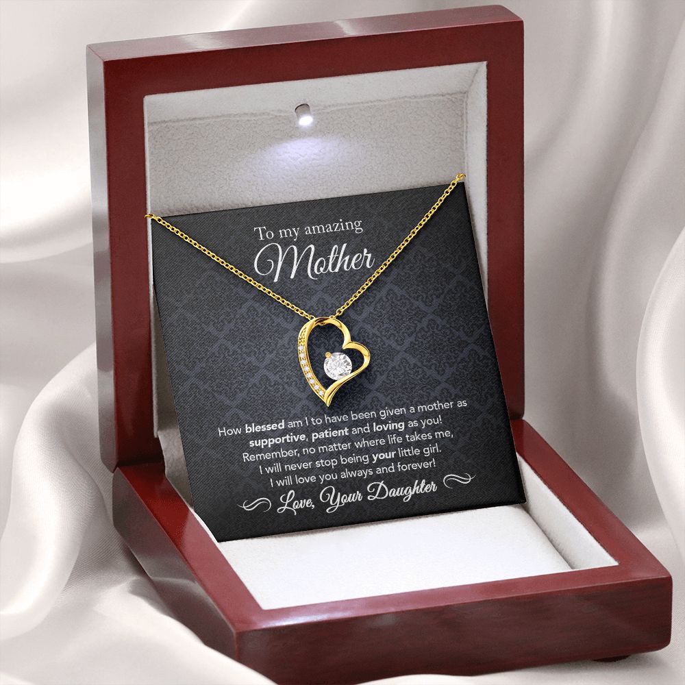 To My Mother Gift Forever Love Necklace Message Card Gift from Daughter to Mom Gift - How Blessed Am I - Midnight Paisley