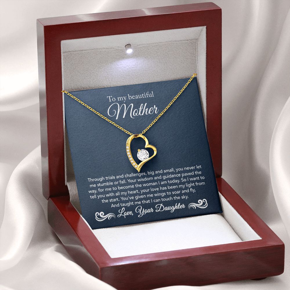 To My Mother Gift Forever Love Necklace Message Card Gift from Daughter to Mom Gift - Touch The Sky - Navy