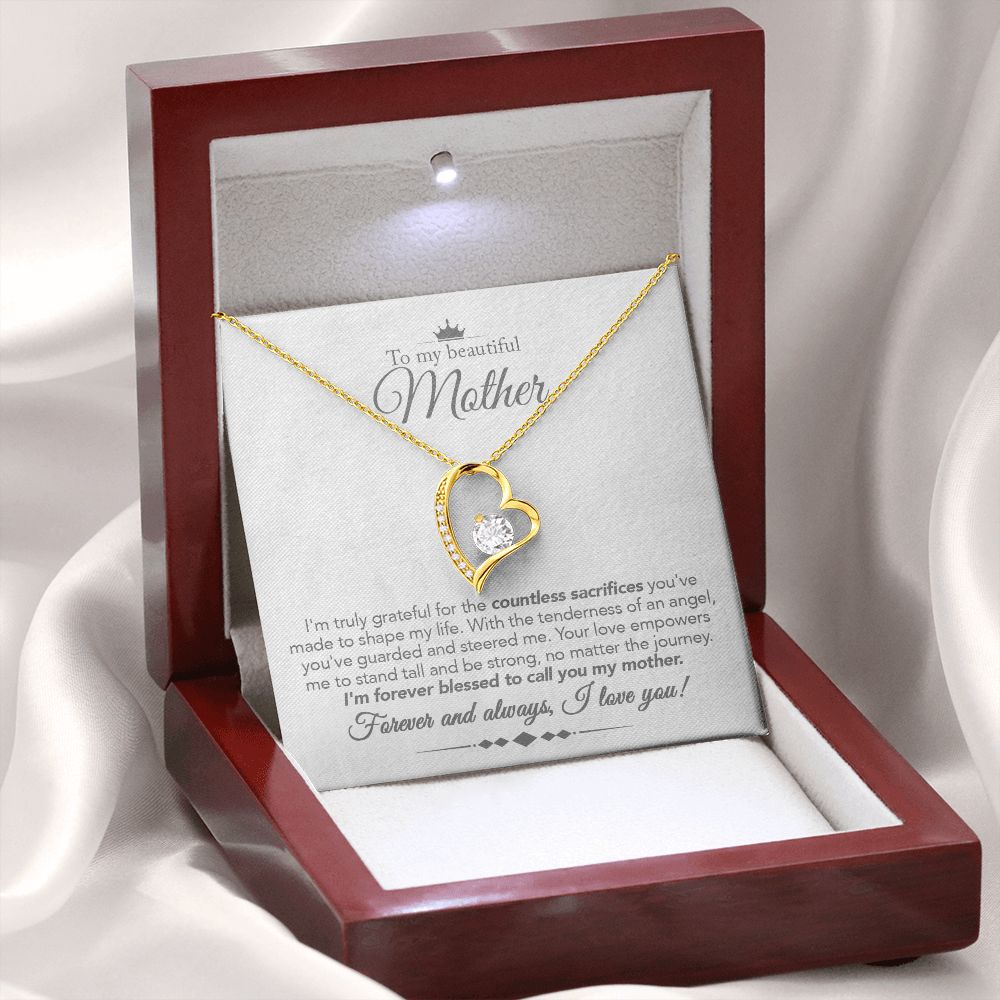 To My Mother Gift Forever Love Necklace Message Card Gift from Daughter or Son to Mom Gift - Guardian Angel - Marble White