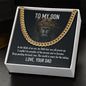 18K Yellow Gold Finish Cuban Link Chain Gift for Son from Dad in Two-Toned Gift Box