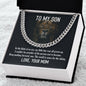Polished Stainless Steel Cuban Link Chain Gift for Son from Mom in Two-Toned Gift Box