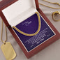 18K Yellow Gold Finish Cuban Link Chain Gift for Son from Mom in Mahogany Style Luxury Box with the LED