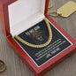 18K Yellow Gold Finish Cuban Link Chain Gift for Son from Dad in Mahogany Style Luxury Box with LED on display