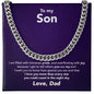 Polished Stainless Steel Cuban Link Chain Gift for Son from Dad, face front