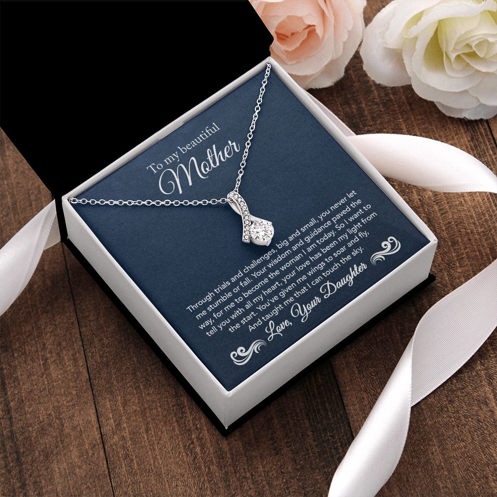 To My Mother Gift Alluring Beauty Necklace Message Card Gift from Daughter to Mom Gift - Touch The Sky - Navy