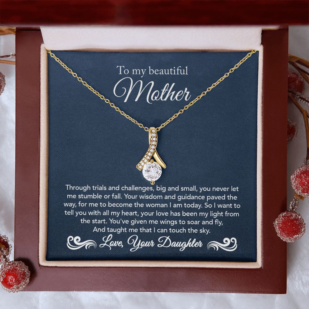 To My Mother Gift Alluring Beauty Necklace Message Card Gift from Daughter to Mom Gift - Touch The Sky - Navy