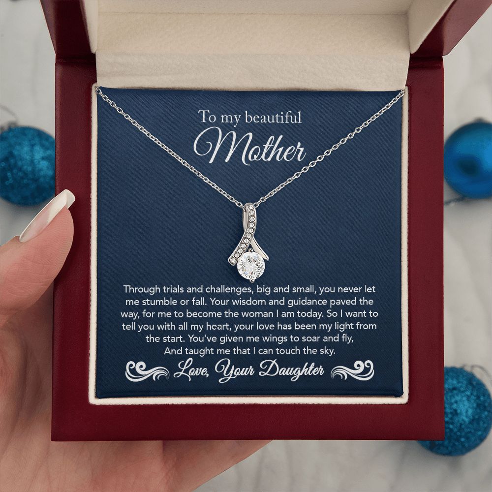 To My Mother Gift Alluring Beauty Necklace Message Card Gift from Daughter to Mom Gift - Touch The Sky - Navy