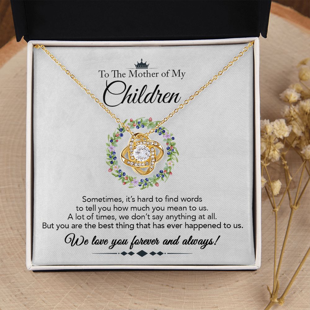 To the Mother of My Children - Love Knot Necklace - Best Thing - Marble White - Gift for Wife