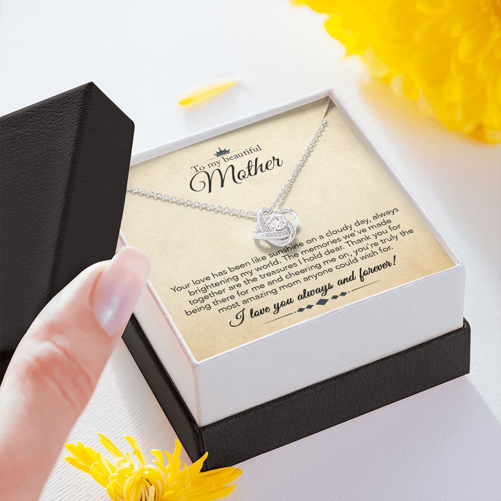 To My Mother Gift Love Knot Necklace Message Card Gift from Daughter or Son to Mom Gift - Your Love Is Like Sunshine - Parchment
