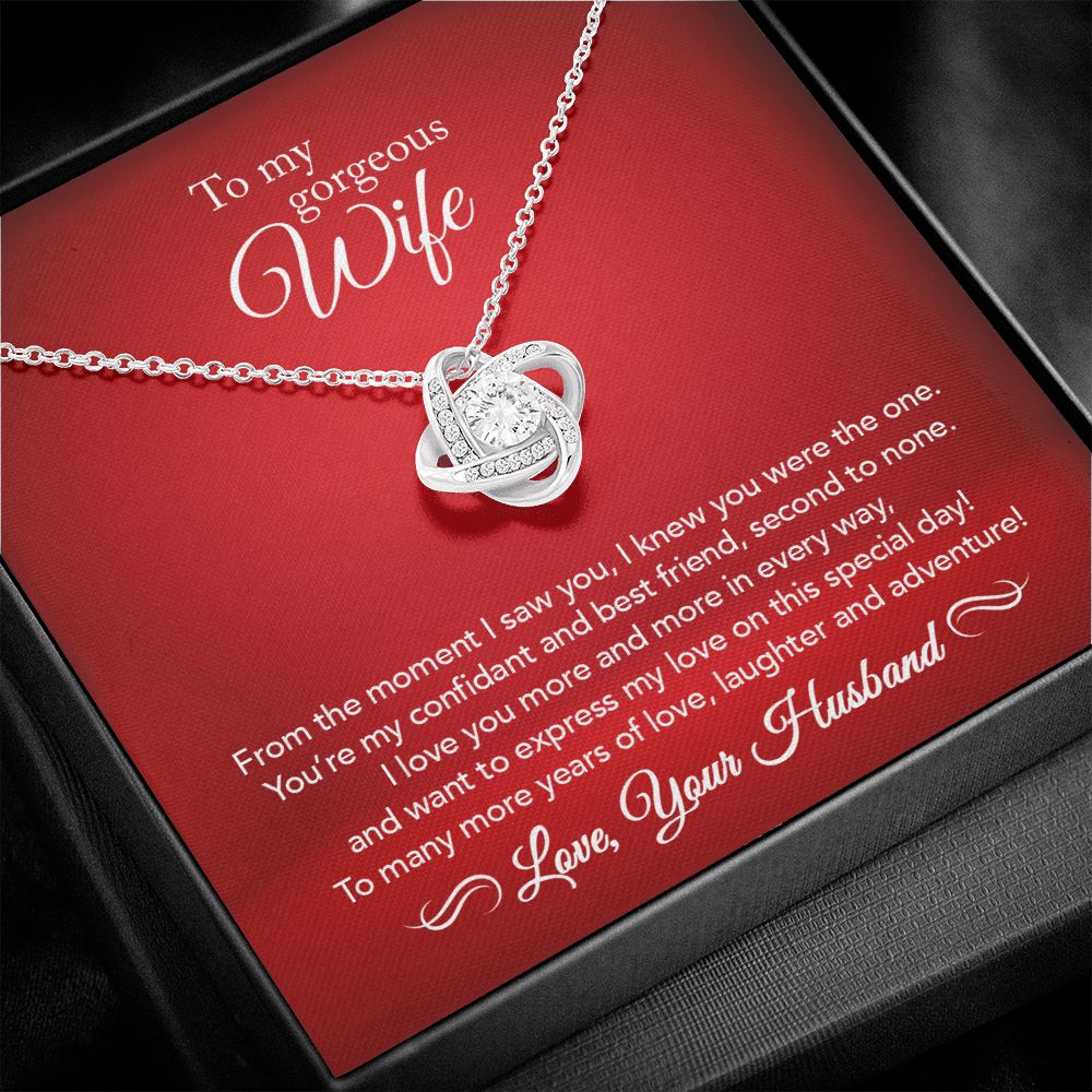 To My Wife - Confidant & Best Friend - Love Knot Necklace - Crimson Message Card
