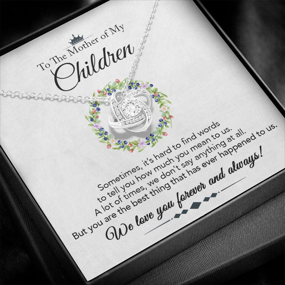 To the Mother of My Children - Love Knot Necklace - Best Thing - Marble White - Gift for Wife