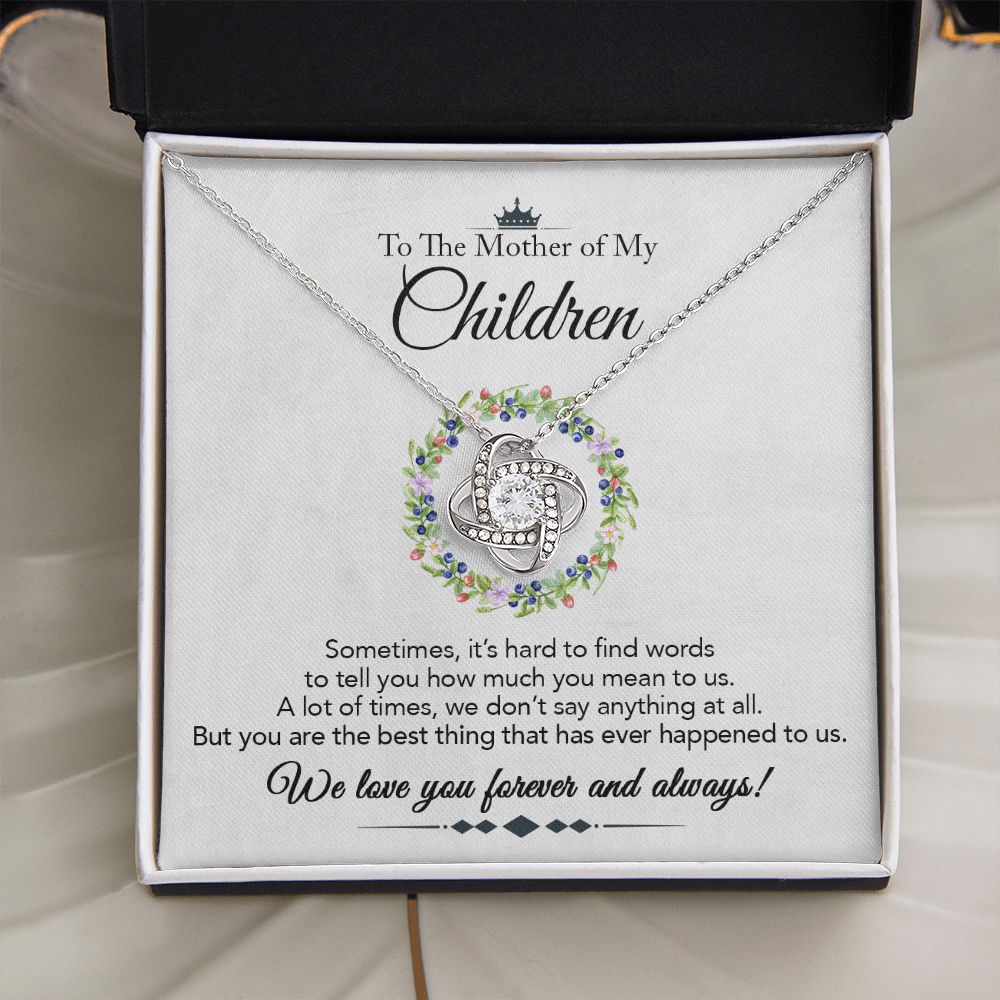 To the Mother of My Children - Love Knot Necklace - Best Thing - Marble White - Gift for Wife