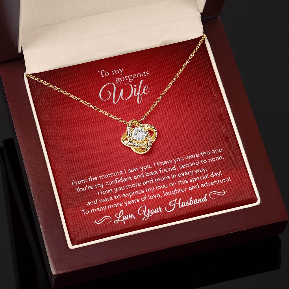 To My Wife - Confidant & Best Friend - Love Knot Necklace - Crimson Message Card