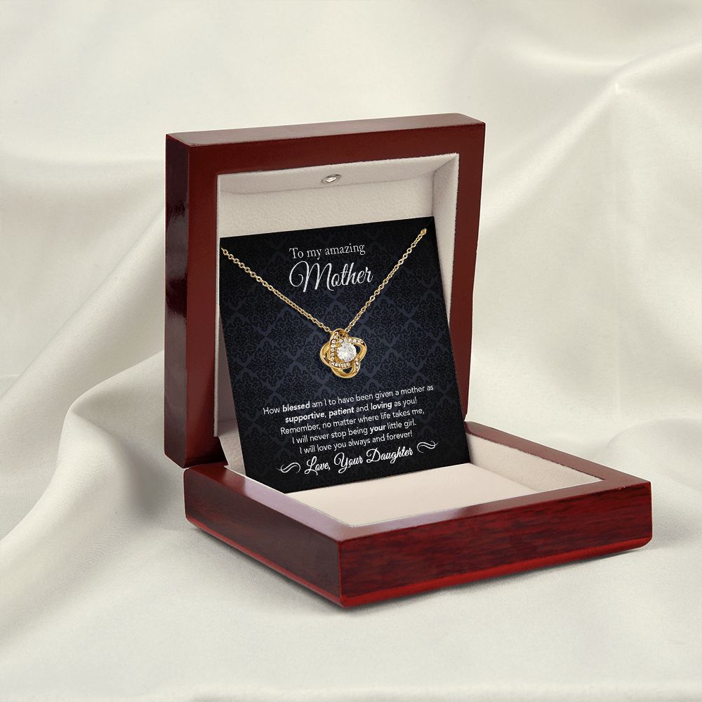 To My Mother Gift Love Knot Necklace Message Card Gift from Daughter to Mom Gift - How Blessed Am I - Midnight Paisley