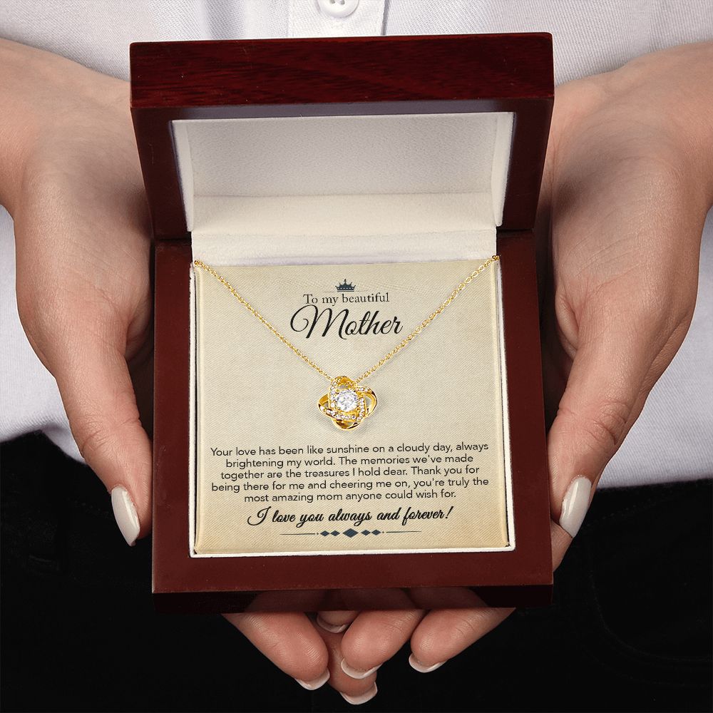 To My Mother Gift Love Knot Necklace Message Card Gift from Daughter or Son to Mom Gift - Your Love Is Like Sunshine - Parchment