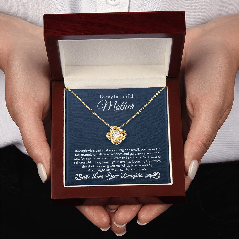 To My Mother Gift Love Knot Necklace Message Card Gift from Daughter to Mom Gift - Touch The Sky - Navy
