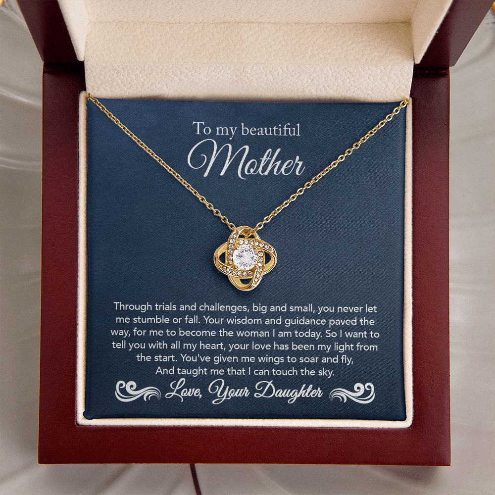 To My Mother Gift Love Knot Necklace Message Card Gift from Daughter to Mom Gift - Touch The Sky - Navy