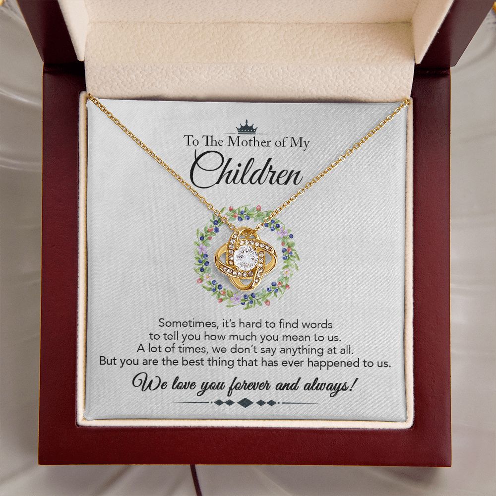 To the Mother of My Children - Love Knot Necklace - Best Thing - Marble White - Gift for Wife