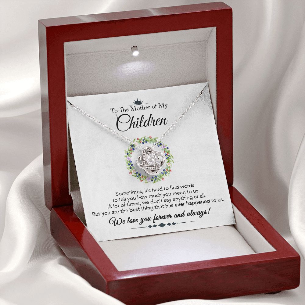 To the Mother of My Children - Love Knot Necklace - Best Thing - Marble White - Gift for Wife