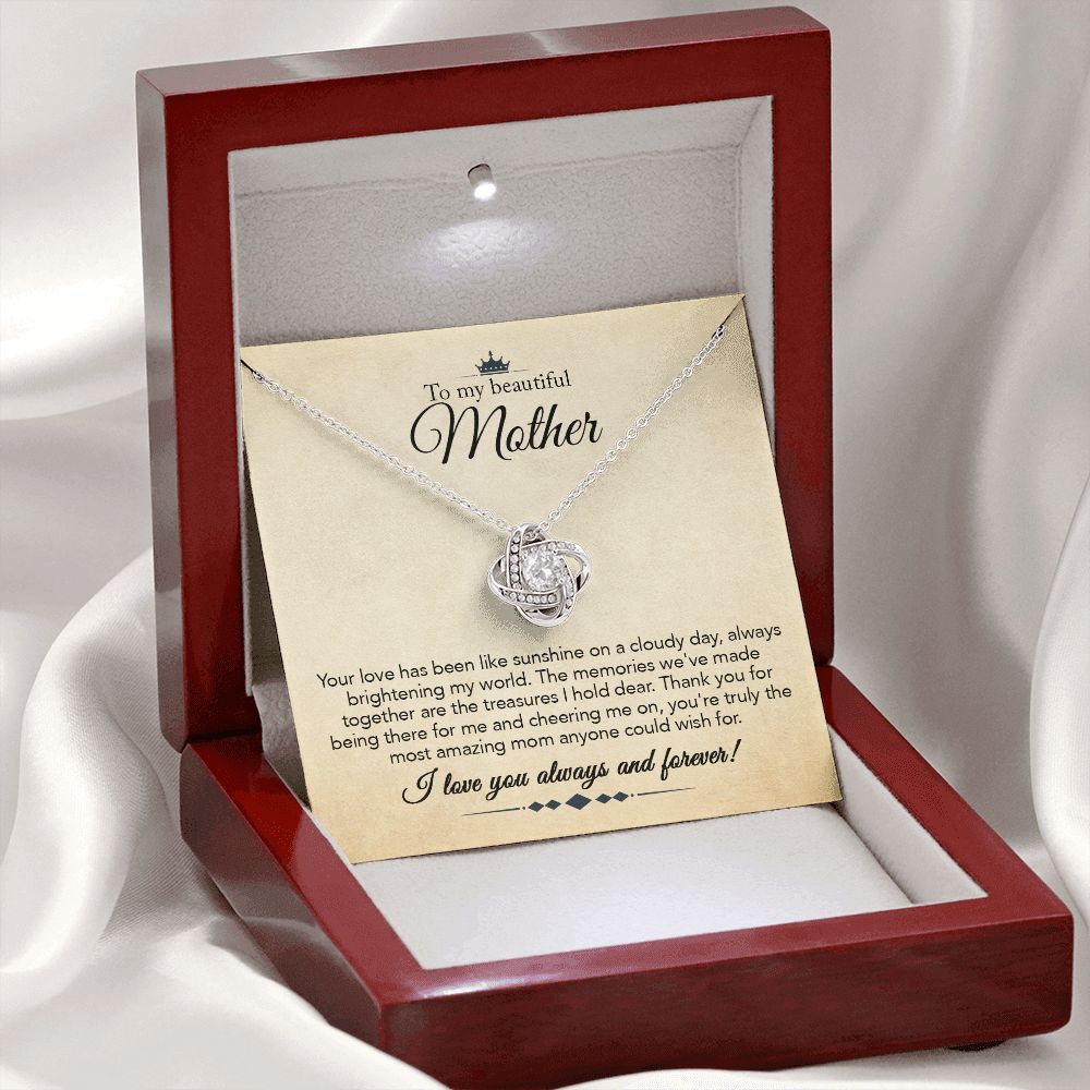 To My Mother Gift Love Knot Necklace Message Card Gift from Daughter or Son to Mom Gift - Your Love Is Like Sunshine - Parchment