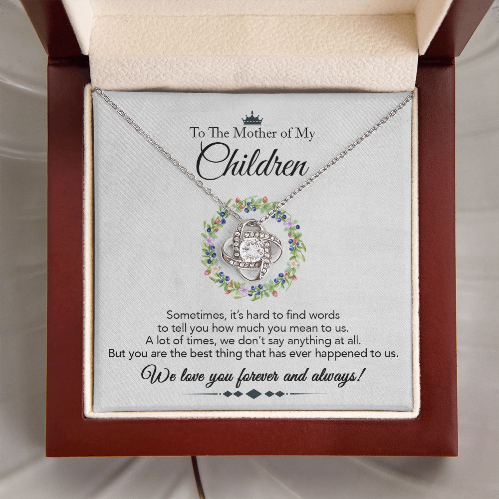 To the Mother of My Children - Love Knot Necklace - Best Thing - Marble White - Gift for Wife