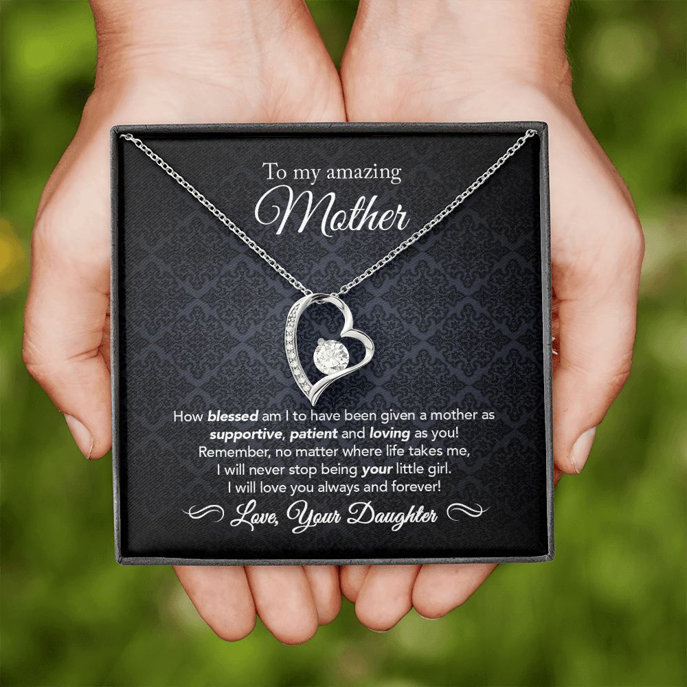 To My Mother Gift Forever Love Necklace Message Card Gift from Daughter to Mom Gift - How Blessed Am I - Midnight Paisley