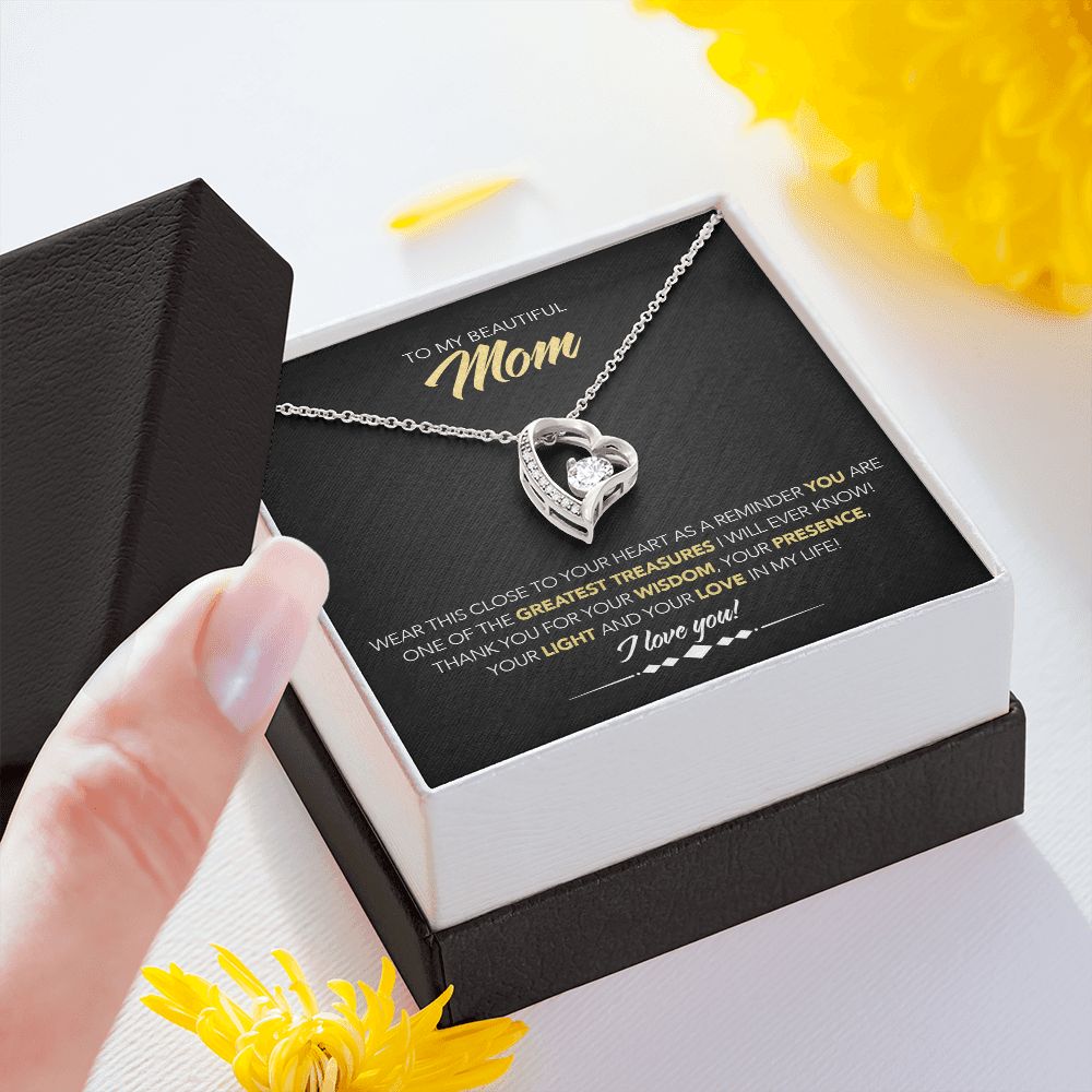 To My Beautiful Mom - Forever Love Necklace - Greatest Treasure - Midnight Marble
