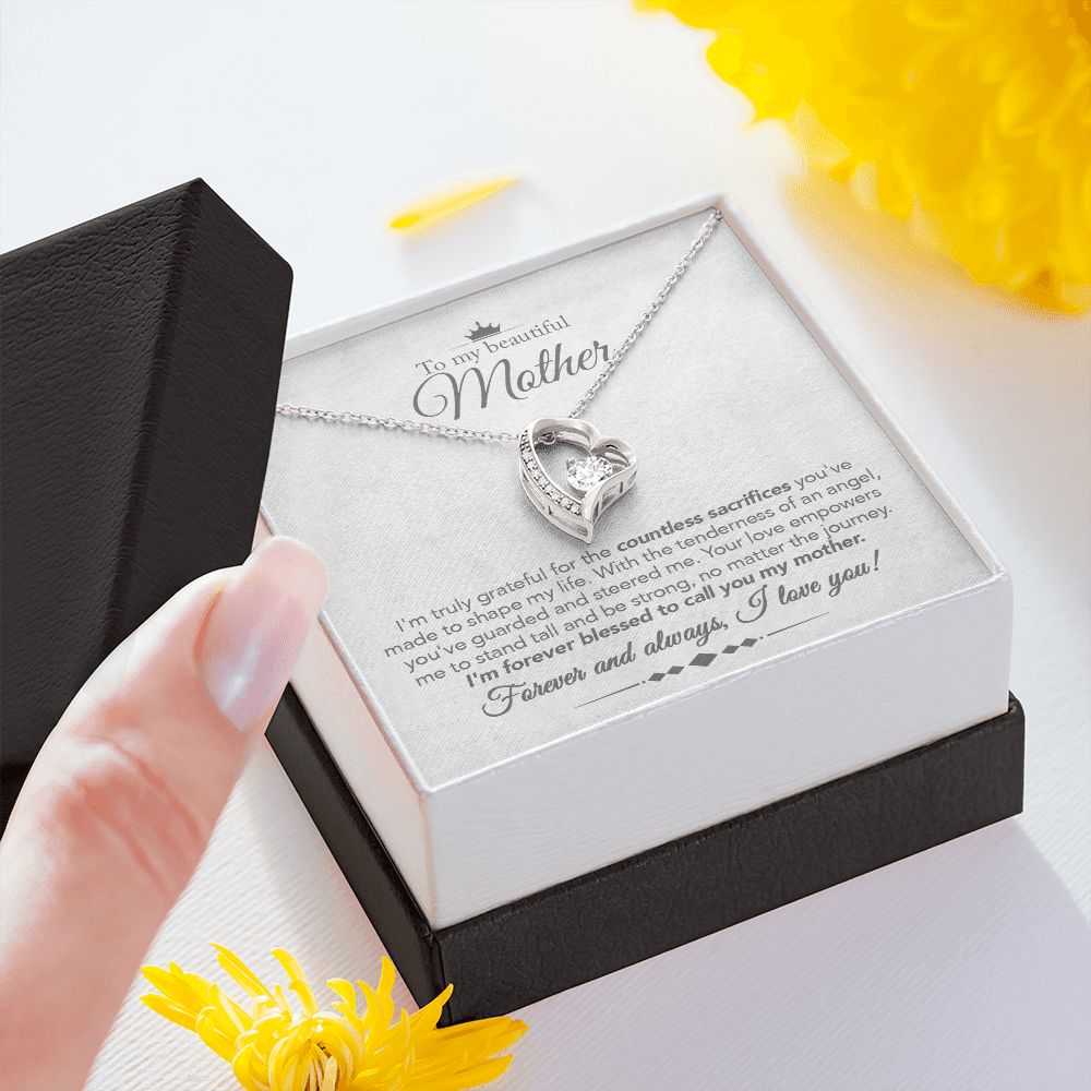 To My Mother Gift Forever Love Necklace Message Card Gift from Daughter or Son to Mom Gift - Guardian Angel - Marble White