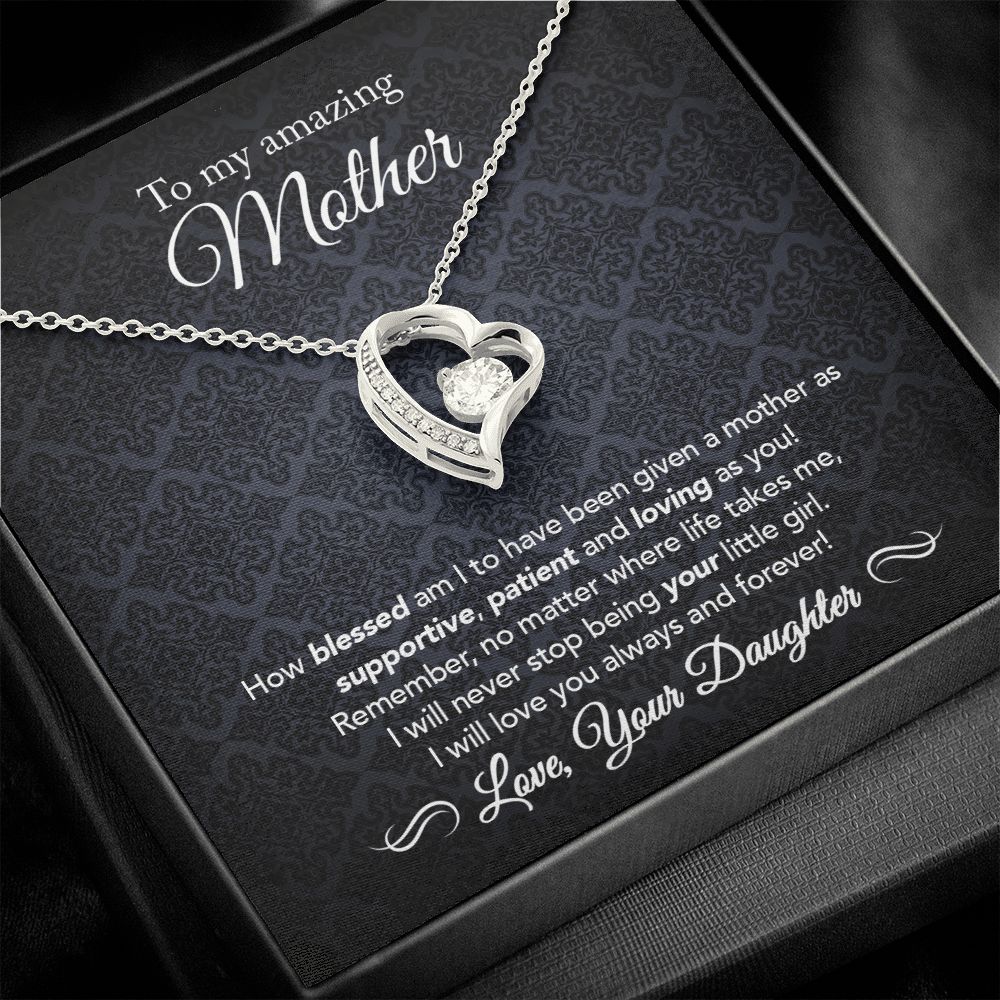 To My Mother Gift Forever Love Necklace Message Card Gift from Daughter to Mom Gift - How Blessed Am I - Midnight Paisley