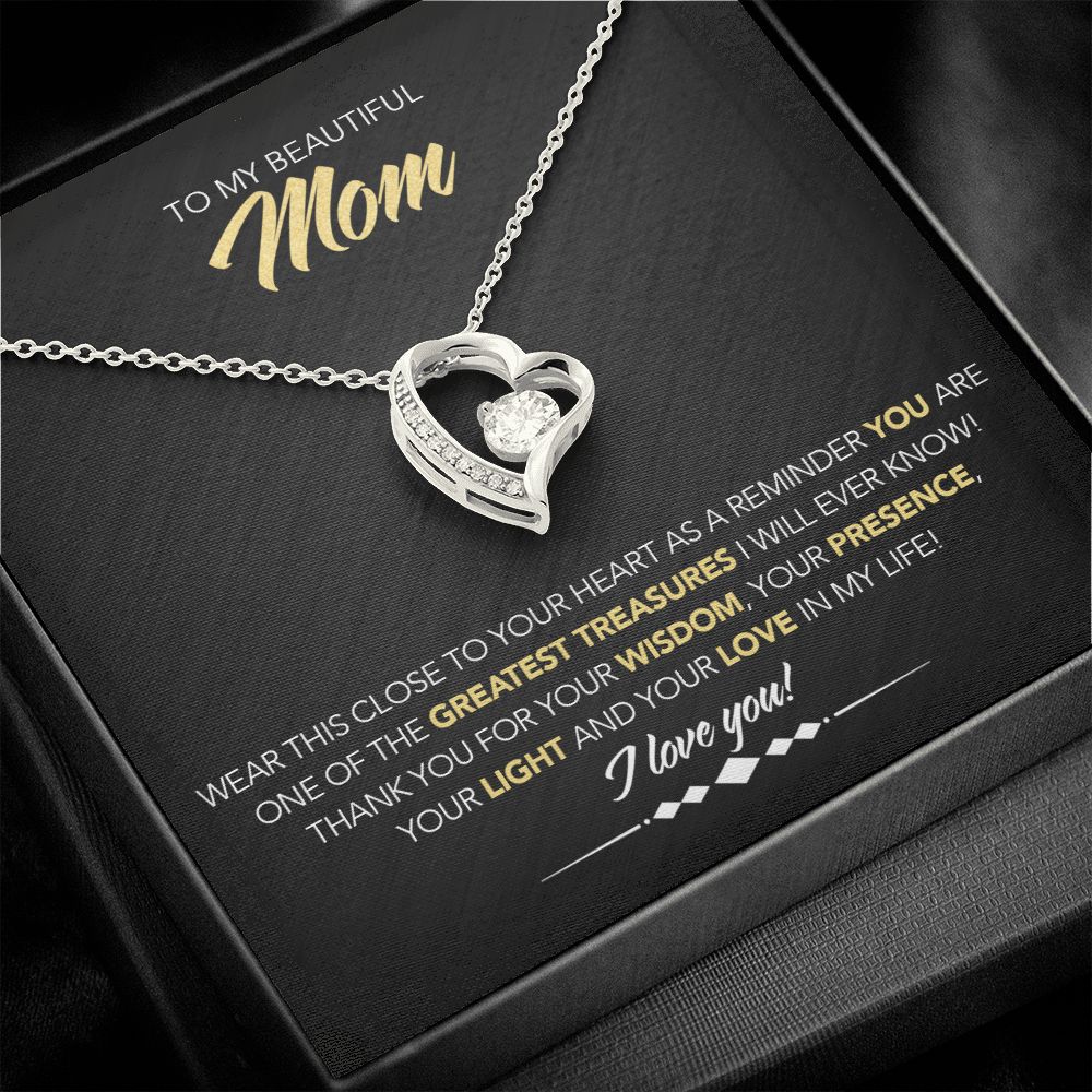 To My Beautiful Mom - Forever Love Necklace - Greatest Treasure - Midnight Marble