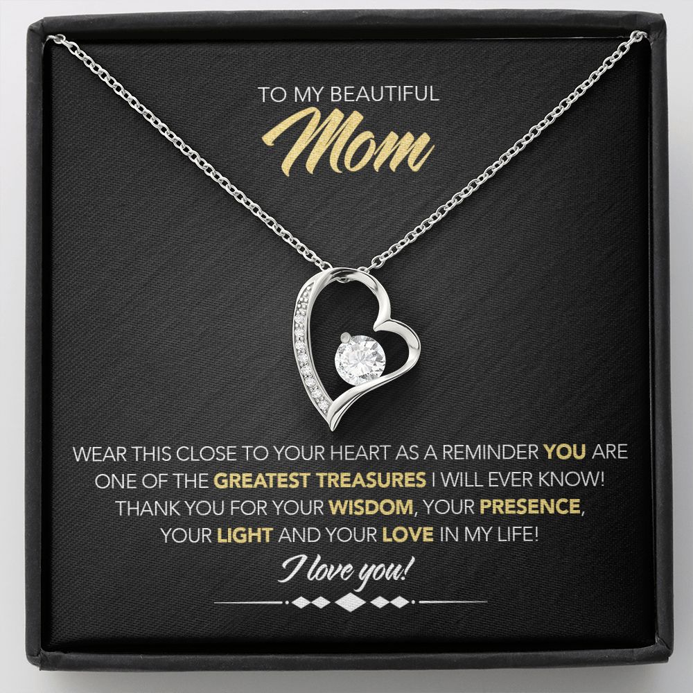 To My Beautiful Mom - Forever Love Necklace - Greatest Treasure - Midnight Marble