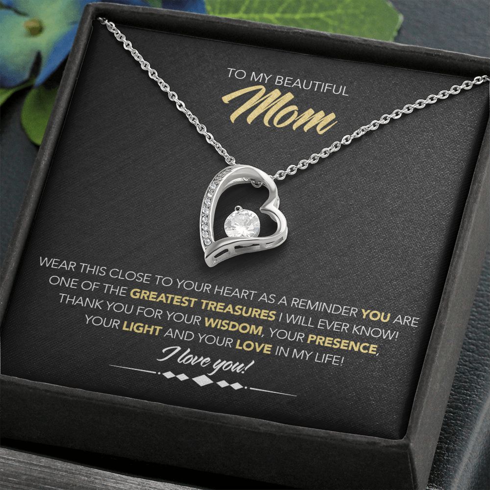 To My Beautiful Mom - Forever Love Necklace - Greatest Treasure - Midnight Marble