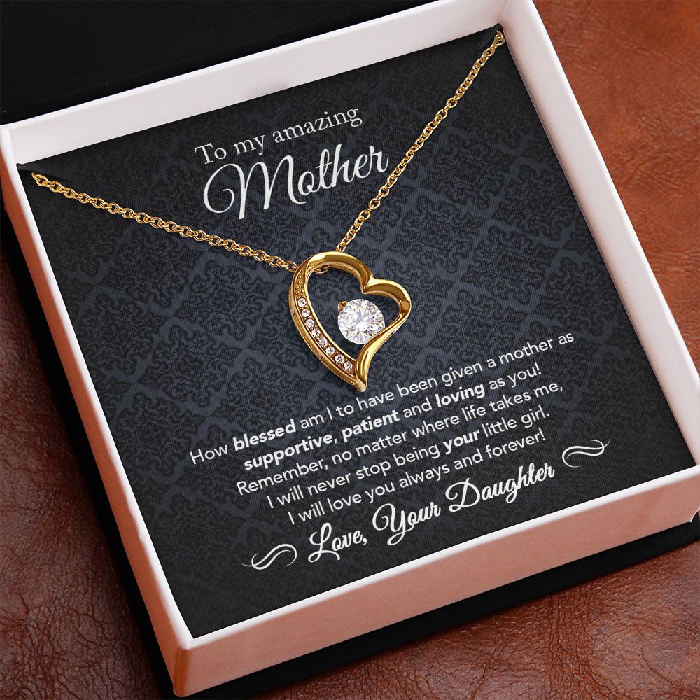 To My Mother Gift Forever Love Necklace Message Card Gift from Daughter to Mom Gift - How Blessed Am I - Midnight Paisley