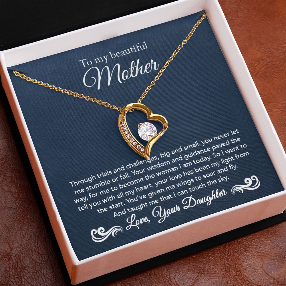 To My Mother Gift Forever Love Necklace Message Card Gift from Daughter to Mom Gift - Touch The Sky - Navy