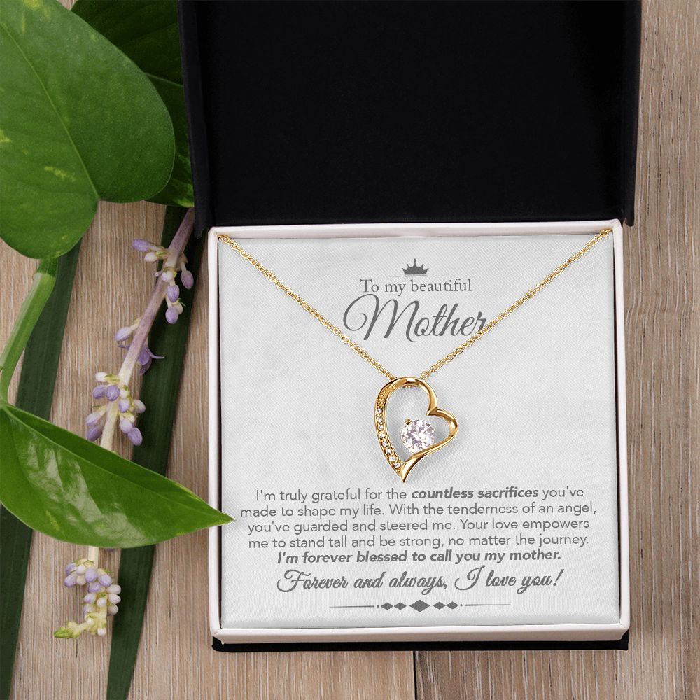 To My Mother Gift Forever Love Necklace Message Card Gift from Daughter or Son to Mom Gift - Guardian Angel - Marble White