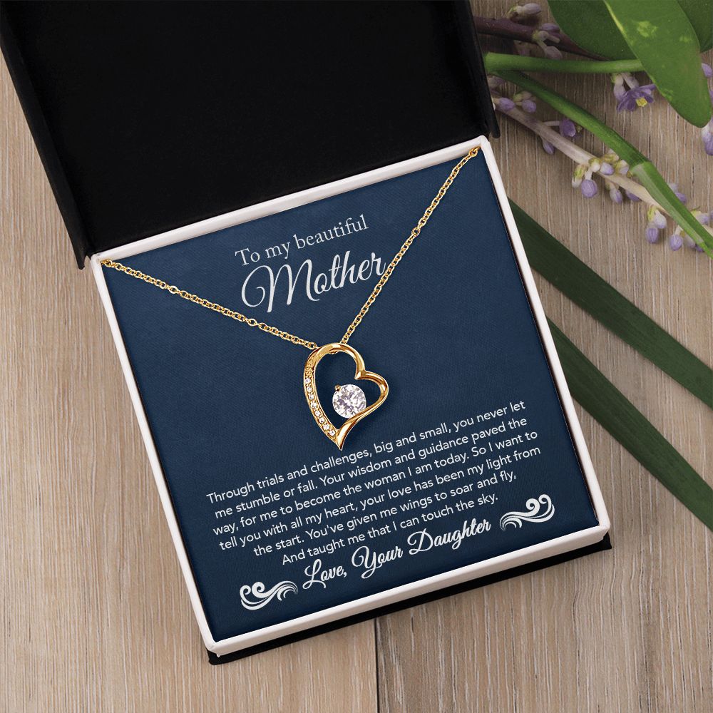 To My Mother Gift Forever Love Necklace Message Card Gift from Daughter to Mom Gift - Touch The Sky - Navy