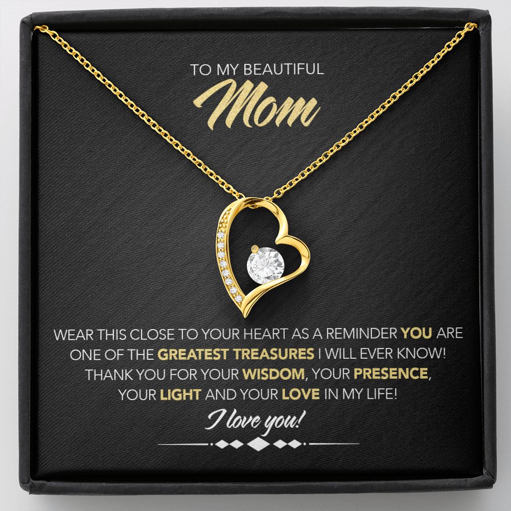 To My Beautiful Mom - Forever Love Necklace - Greatest Treasure - Midnight Marble