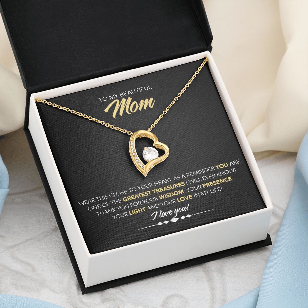 To My Beautiful Mom - Forever Love Necklace - Greatest Treasure - Midnight Marble