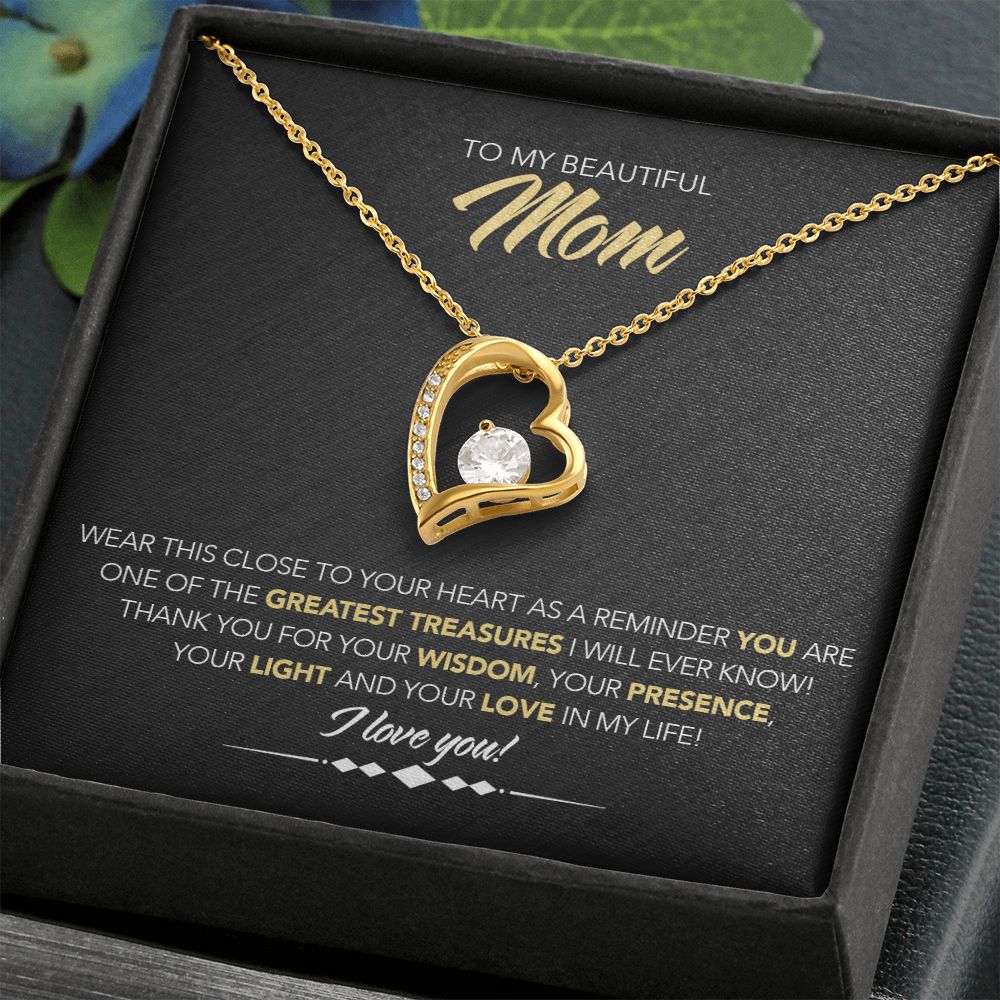 To My Beautiful Mom - Forever Love Necklace - Greatest Treasure - Midnight Marble