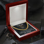 14K Yellow Gold Finish Cuban Link Chain with Mahogany Style Luxury Box with LED on display