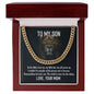 14K Yellow Gold Finish Cuban Link Chain with Mahogany Style Luxury Box with LED on display