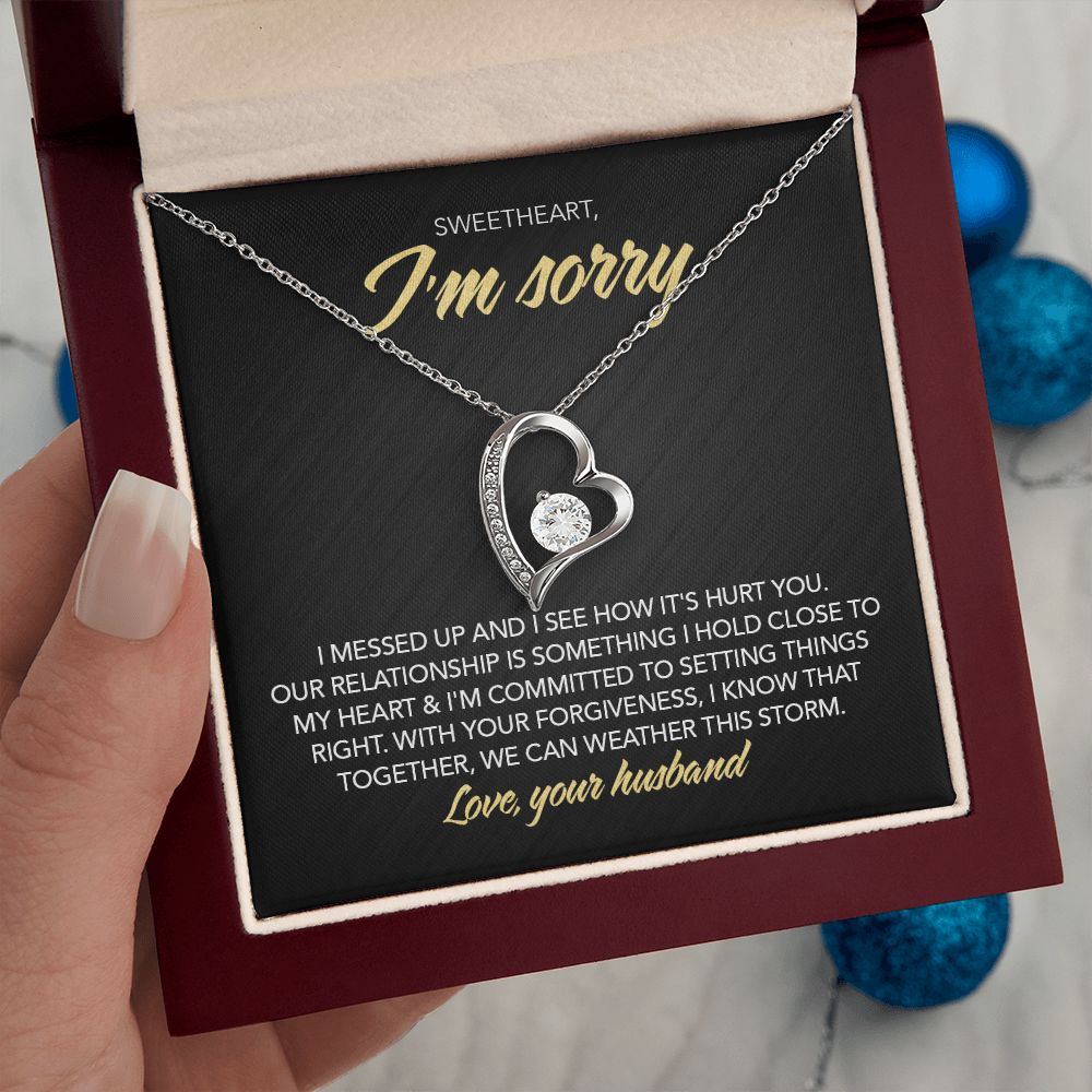 To My Sweet Heart - I Messed Up - Forever Love Necklace - Midnight Marble