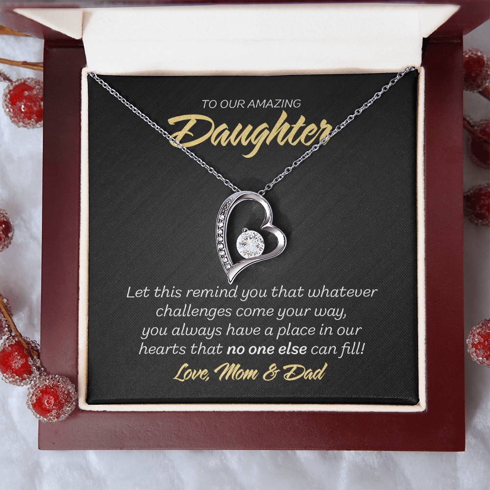 To Our Daughter - Forever Love Necklace - No one else - Marble Black