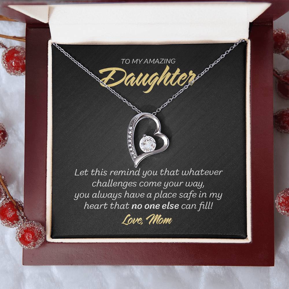 To My Daughter from Mom - Forever Love Necklace - No one else - Marble Black