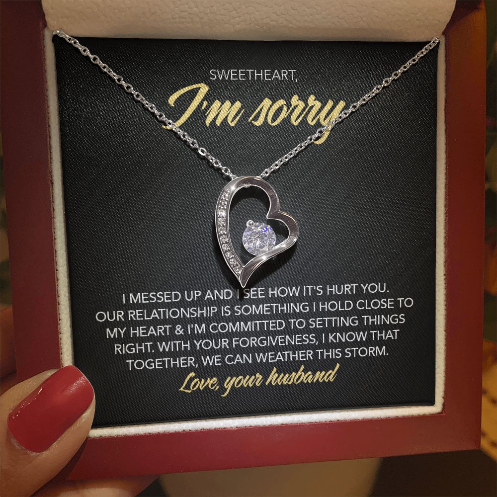 To My Sweet Heart - I Messed Up - Forever Love Necklace - Midnight Marble