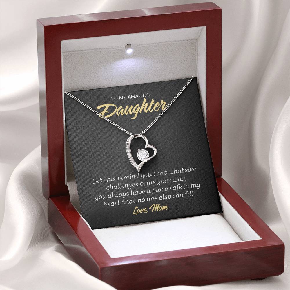 To My Daughter from Mom - Forever Love Necklace - No one else - Marble Black